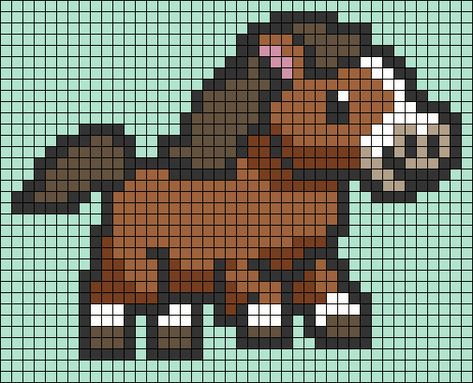 Alpha pattern #61825 | BraceletBook Pixel Horse, Horse Alpha Pattern, Horse Pixel Art, Intarsia Knitting Charts, Intarsia Knitting, Palomino Horse, Easy Pixel Art, Pixel Design, Diy Perler Bead Crafts