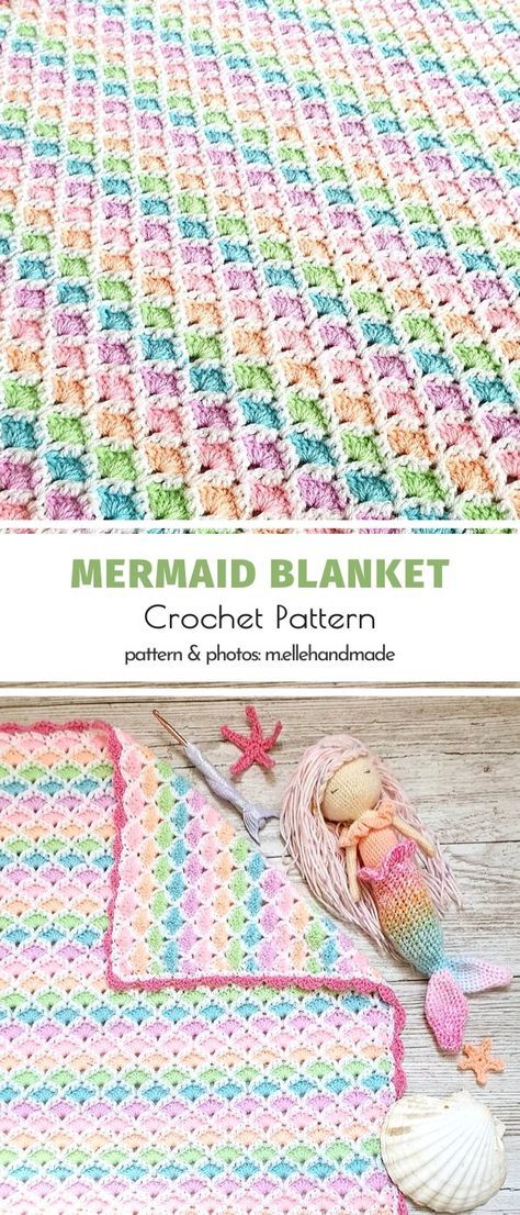 Little Mermaid Crochet, Crochet Mermaid Blanket, Crochet Blanket Rainbow, Crochet Baby Blanket Free Pattern, Crochet Mermaid, Blanket Crochet Pattern, Crochet Blanket Designs, Baby Afghan Crochet, Crochet Tips