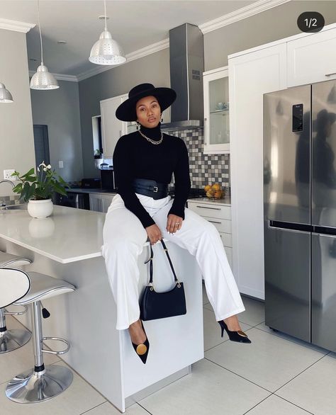 Classy Work Outfits Black Women, Black Leather Pants, Classy Work Outfits, Classy Casual Outfits, Outfits With Hats, Black Women Fashion, Professional Outfits, Fall Fashion Outfits, Work Attire