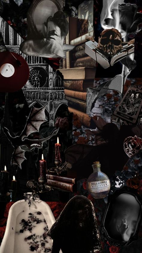 Black Goth Wallpaper, Vamp Wallpaper, Goth Collage, Gothic Collage, Goth Wallpaper, Witchy Wallpaper, Collage Wallpaper, Gothic Vampire, Vampire Academy