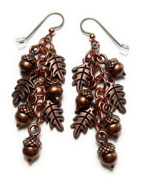 Autumn Acorn and Oak Leaf Earrings Oak Leaf Earrings, Autumn Jewelry, Acorn And Oak, Vintage Revival, Doll Jewelry, Oak Leaf, Jewelry Pins, Amazon Handmade, Fall Jewelry