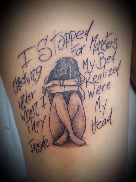 Trapped In My Mind Tattoo Ideas, She Overcame Everything Tattoo, Baddies Tattoos Ideas, Tattoos Let Them, Foot Print Tattoos For Women, Back Tattoo Women Meaningful, Badass Women Tattoos, Fear No Man Tattoo, Tattoo Ideas Thigh Women