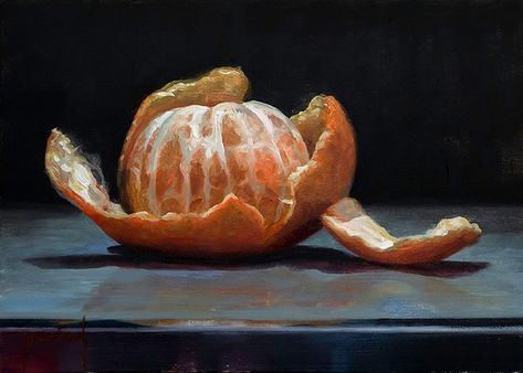 Cindy Procious on Instagram: “Painting auction - Peeled Mandarin. 5 x 7” oil on panel. Clay loves these things - eats a bag a week. Link to auction in bio.…” Mandarin Painting, Art Igcse, Mandarin Peel, Art Final, Art 2024, Instagram Painting, Fruit Peel, Life Paintings, Perfect Relationship