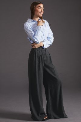 Puddle Pants, Black Linen Trousers, Drape Pants, Bright Dress, Anthropologie Uk, Wide Leg Linen Pants, Trouser Style, Winter Clothing, Linen Trousers