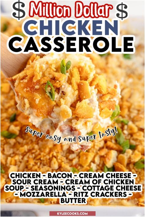 Million Dollar Chicken Casserole is an easy, creamy, cheesy, and budget-friendly dish that comes together in minutes. Total comfort food! Cheez It Chicken Casserole, Cracker Chicken Casserole, Ritz Cracker Chicken Casserole, Ritz Cracker Chicken, Cracker Chicken, Easy Casserole Dishes, Corn Flake, Chicken Casseroles, Chicken Casserole Easy