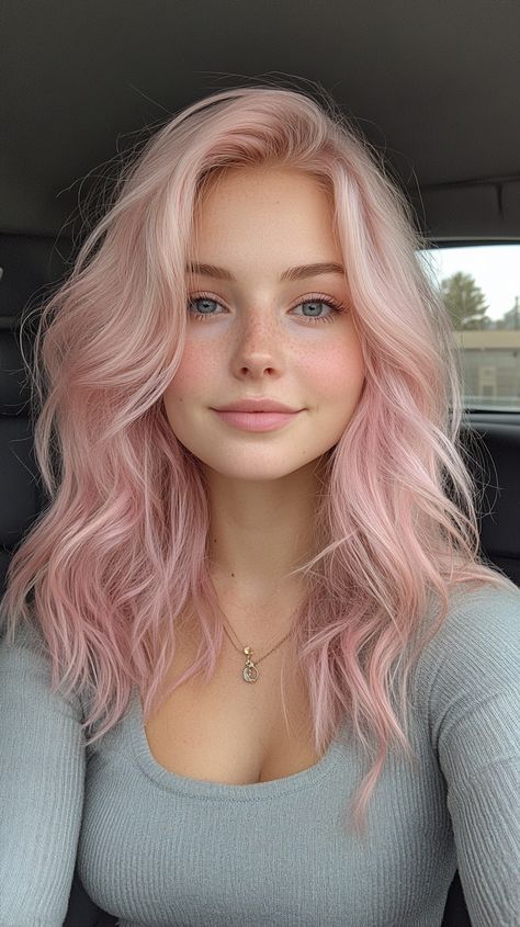 Pale Pink Hair, Highlights Subtle, Pink Hair Ideas, Pastel Pink Hair Color, Elf Hair, Pink Hair Color Ideas, Pixie Haircut Styles, Pink Hair Color, Hairstyle For Chubby Face