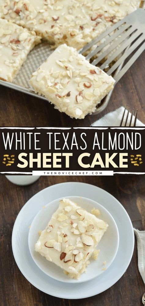 Steak Side Dish, Almond Sheet Cake Recipe, Best Creamed Spinach, Almond Sheet Cake, White Texas Sheet Cake, Vanilla Sheet Cakes, Texas Sheet Cake Recipe, Texas Sheet, Almond Cake Recipe