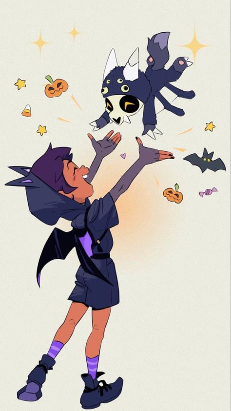 Im so excited for fall Luz And King, Bats For Halloween, Halloween Fanart, Dana Terrace, Simple Wallpaper, King Art, The Owl House, Owl House, Terrace