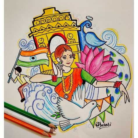 Independent Day Drawing Ideas, Independence Day Drawing Competition, Independence Day Drawing Ideas, Ganpati Art, Jagannatha Beautiful Images, Boarders Designs, India Theme, 3d Rangoli, Boarders Designs For Projects