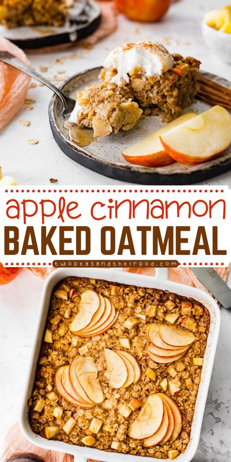 Enjoy Apple Cinnamon Baked Oatmeal for a warm Christmas morning breakfast! This easy baked oatmeal recipe blends old fashioned oats, cinnamon, and fresh apples for a delightful holiday brunch idea. It’s vegetarian, gluten free, and kid friendly. Bake it and enjoy! Baked Old Fashioned Oats, Baked Fruit Breakfast, Apples And Oats Recipes, Apple Baked Oatmeal Recipes, Christmas Oatmeal Breakfast, Apple And Oats Recipes, Christmas Baked Oats, Breakfast Ideas With Apples, Breakfast Apple Recipes