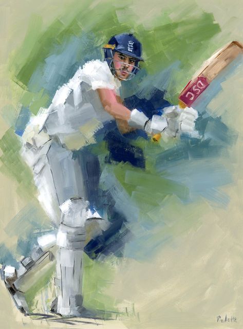 Cricket Painting, Figures In Motion, Cricket Art, Sports Drawings, Sports Painting, Sport Portraits, Nba Art, Sport Illustration, Sport Art