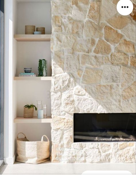 Sandstone Fireplace, Natural Stone Fireplaces, Beach House Living Room, Living Room Design Inspiration, Stone Cladding, Beach House Design, Home Fireplace, Fireplace Makeover, Fireplace Design