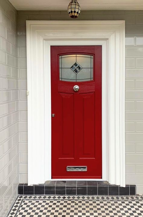 Statement Front Door, Victorian Front Doors, Stable Doors, Composite Front Door, Front Door Styles, Red Front Door, Window Glazing, Door Colors, Door Porch