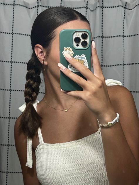 Slick Back Ponytail Braid, Ponytail Easy, Cute Volleyball Hairstyles, Hairstyle Braided, Soccer Hairstyles, Basic Hairstyles, Low Ponytail Hairstyles, Preppy Hairstyles, Basketball Hairstyles