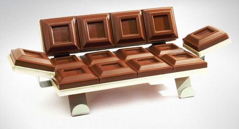 Chocolate sofa Funny Furniture, Chocolate Sofa, Kids Furniture Design, Modern Playroom, Weird Furniture, Unusual Furniture, Food Furniture, Cute Furniture, Food Inspired