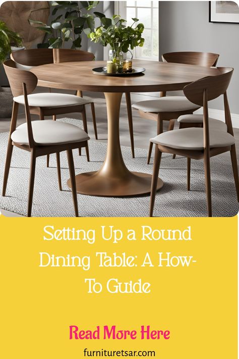 Setting Up a Round Dining Table: A How-To Guide Dining Room Design Round Table, Dining Room Rug Ideas, Living Room Kitchen Combo, Room Rug Ideas, Round Dinner Table, Cherry Wood Floors, Rectangular Living Rooms, Table Runner And Placemats, Velvet Dining Chairs