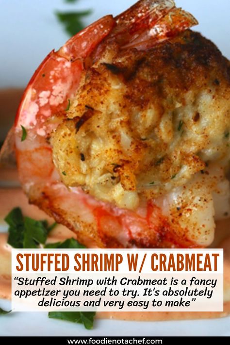 Stuffed Shrimp With Crabmeat, Crab And Shrimp Recipe, Jumbo Shrimp Recipes, Baked Stuffed Shrimp, Stuffed Shrimp, Seafood Dish Recipes, Recipe Shrimp, Crab Meat Recipes, Crab Dishes