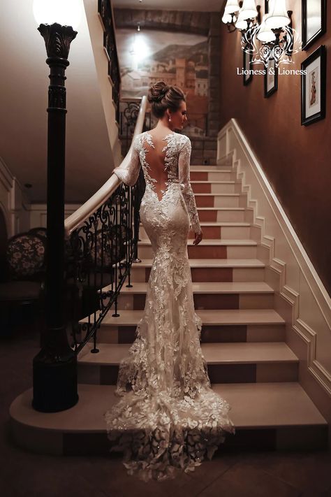 10 Stunning Winter Wedding Dresses - WeddingPlanner.co.uk Long Sleeved Wedding Dress, Backless Mermaid Wedding Dresses, Sleeved Wedding Dress, Floral Lace Wedding Dress, Backless Lace Wedding Dress, Sleeved Wedding, Backless Wedding, Dream Wedding Ideas Dresses, Golden Wedding