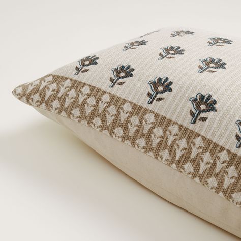 Floral Block Print, Cream Cushions, Printed Cushions, The Hand, Block Print, Hand Woven, Duvet Covers, Buy Now, Hand Weaving