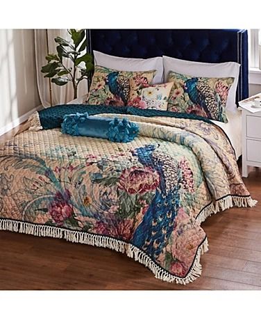 Queen Quilt - Macy's Peacock Quilt, Protea Flowers, Oversized Quilt, King Quilt Sets, King Protea, Coverlet Bedding, Inspire Me Home Decor, Printed Pillowcases, Twin Quilt