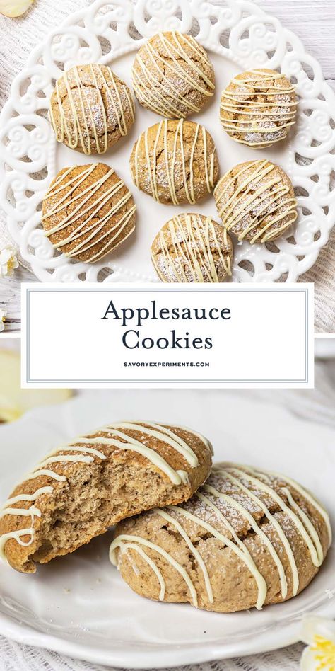 These soft and moist Applesauce Cookies are perfect as a sweet snack. They're also healthier than full-sugar cookies, so eat up! What Can I Make With Applesauce, Recipes Using Applesauce Baking, Healthy Recipes With Applesauce, Applesauce Cookies Healthy, Cookies Made With Applesauce, Recipes Using Applesauce, Applesauce Baking, Recipes With Applesauce, Apple Sauce Cookies