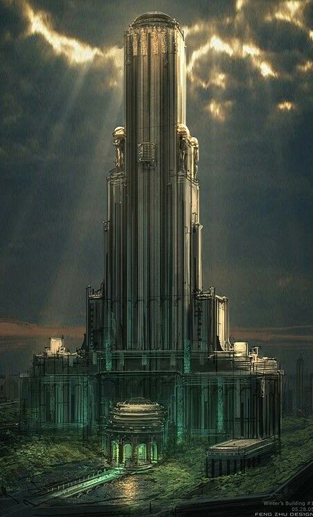 Dieselpunk Art, Art Deco City, Feng Zhu, Monumental Architecture, Skyscraper Architecture, Game Black, Art Deco Buildings, Fantasy City, Art Deco Architecture