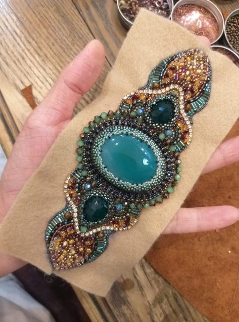 Bead embroidered pendant