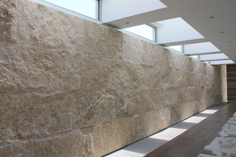 modern boundary wall  #boundary #wall Stone Cladding Interior Walls, Sandstone Facade, Textured Wall Paint, Pyay, Wall Paint Ideas, Travertine Wall, Stone Wall Design, Wine Cave, Tiles Ideas