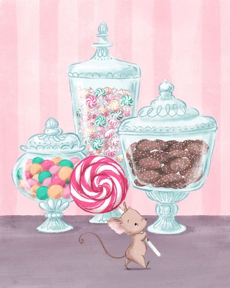 Candy Illustration Cute, Candy Jar Illustration, Candy Shop Illustration, Candy Illustration Art, Candies Illustration, National Candy Day, Candy Illustration, Tea Time Illustration, Candy Drawing