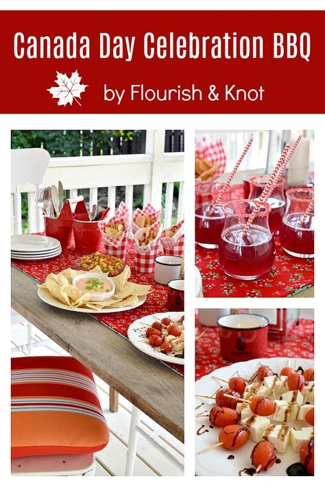 Canada Day Celebrations on the Deck | A Year of Feasting Canada Day Menu Ideas, Canada Day Food Bbq, Canada Day Party Ideas, Canada Day Bbq Party Ideas, Canada Day Decorations Outdoor, Canada Day Food, Canada Day Tablescapes, Canada Day Party Invitations, Canada Recipes