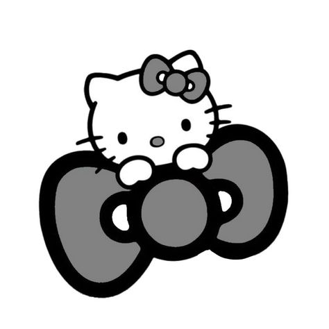 Sanrio Silhouette, Kuromi Stencil, Sanrio Stickers Printable Black And White, Sanrio Black And White Stickers, Kuromi Line Stickers, Grey Wallpaper Iphone, Hello Kitty Aesthetic, Kitty Wallpaper, Gray Aesthetic