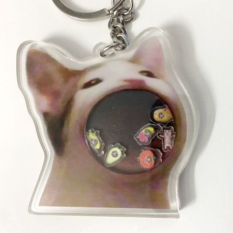 Meme Chat, Chains Fashion, Cat Acrylic, Keychain Cute, Cat Charm, Chain Fashion, Cute Cartoon Animals, Acrylic Keychain, Birthday Gifts For Women