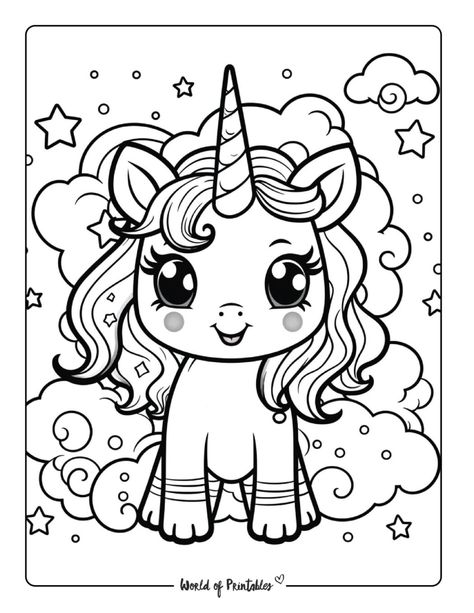 The Best Unicorn Coloring Pages For Kids & Adults - World of Printables Unicorn Pictures To Color, Unicorn Coloring Pages For Kids, Free Kids Coloring Pages, Coloring Drawing, A Coloring Page, Unicorn Coloring, Animals Coloring, Princess Coloring Pages, Dinosaur Coloring Pages