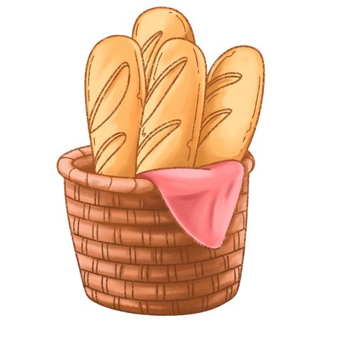 Hand Drawn Bread Isolated Basket Bread Basket Drawing, Bread Basket Aesthetic, Bread Art Drawing, Bread Paint, Bread Drawing, Bread Clipart, Bakery Art, Graphic Design Portfolio Cover, Basket Drawing