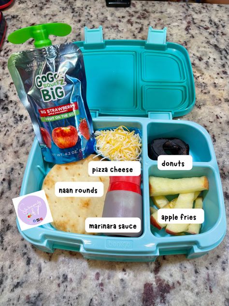 Kindergarten Breakfast Ideas, Kindergarten Lunch Box Ideas, Kindergarten Lunch Ideas, Bentgo Box, Apple Fries, School Lunch Ideas For Kids, Fun School Lunches, Kids Lunch Box Meals, Kindergarten Lunch