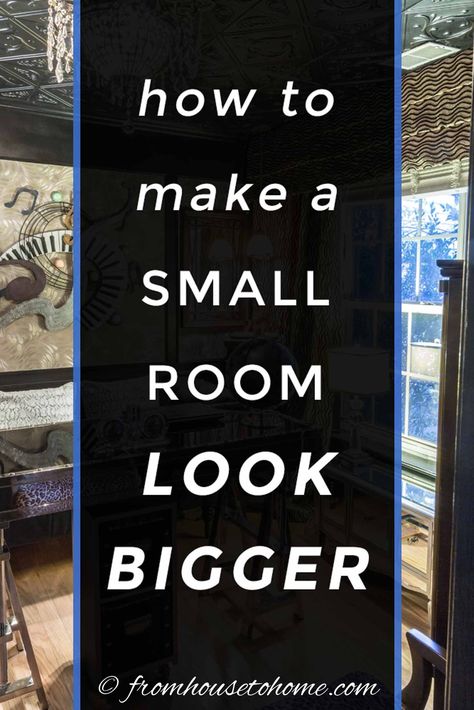 If you have small rooms in your house or apartment, you know it can be tricky to make them feel comfortable and not crowded. I have used these decorating tips for making small rooms look bigger in my small bedroom, small bathroom and small living room...and they really do work! #fromhousetohome #homedecorideas #homedecorating #decoratingtips #smallrooms #diychristmas Making Small Rooms Look Bigger, Small Room Look Bigger, Long Narrow Rooms, Small Space Decorating, Curved Floor Lamp, Room Look Bigger, Small Bedroom Decor Ideas, Glass Dining Room Table, Interior Decorating Tips