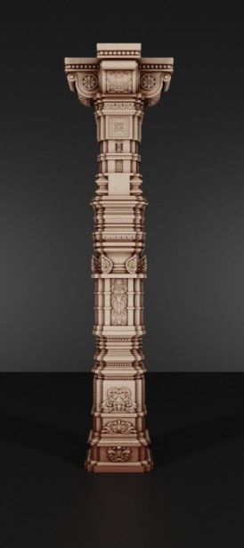 Cement Pillars Columns, Indian Pillars Design, Indian Temple Pillar Design, Temple Pillar Designs, Wooden Pillars Design, Temple Template, Square Pillar Design, Indian Pillar, Art Deco Column