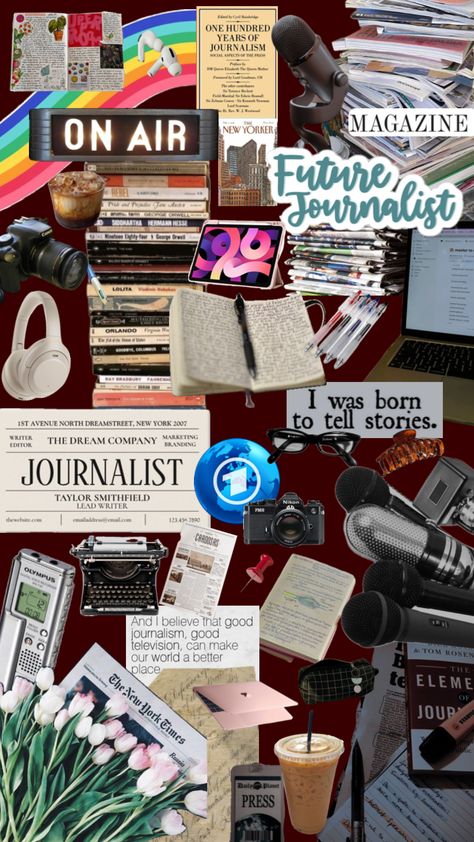 #journalism #journalist #journal #press Journalist Ideas, Journalism Career, Broadcast Journalism, Manifesting Vision Board, Highschool Freshman, My Future Job, Vision Board Wallpaper, Career Vision Board, Dream Motivation