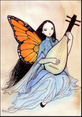 Fairy Music, Fairy Images, Flower And Butterfly, Watercolour And Ink, Art Articles, Collage Book, Music Illustration, Fairy Pictures, Butterfly Fairy