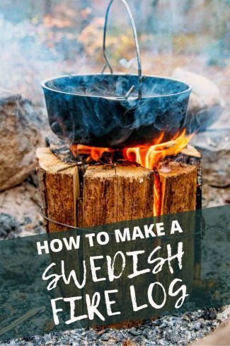 How to Make a Swedish Fire Log | Fresh Off The Grid Swedish Fire Log, Rooftop Tent Camping, Vegetarian Camping, Fire Log, Tent Camping Ideas, Fire Torch, Backyard Bonfire, Comfortable Camping, How To Make Fire