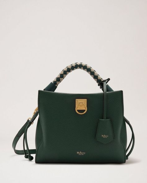 Small Iris | Mulberry Green Heavy Grain with Mulberry Green-Chalk handle | Iris | Mulberry Women Hand Bags, Modern Handbag, Expensive Bag, Girly Bags, Luxury Purses, Pretty Bags, Fabric Bags, Womens Purses, Stylish Bag