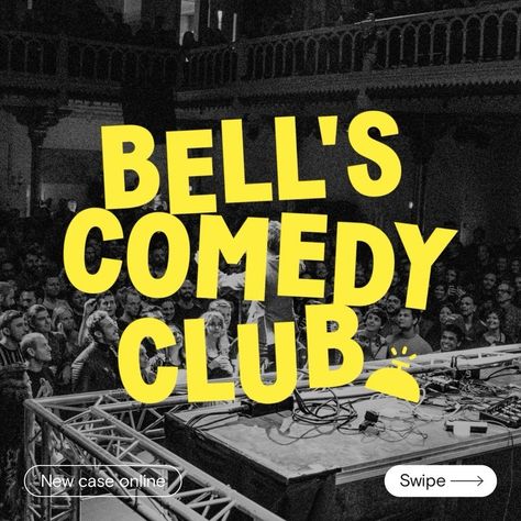 fffunction studio on Instagram: “Fun and variable brand identity for 'Bell's Comedy Club'. · Full case study → link in bio. · #stephenbell #bellscomedyclub #comedy…” Poster Photography Design, Comedy Club Design, Social Club Ideas, Club Social Media, Comedy Graphic Design, Comedy Aesthetic, Comedy Club Aesthetic, Stand Up Comedy Aesthetic, Comedy Poster