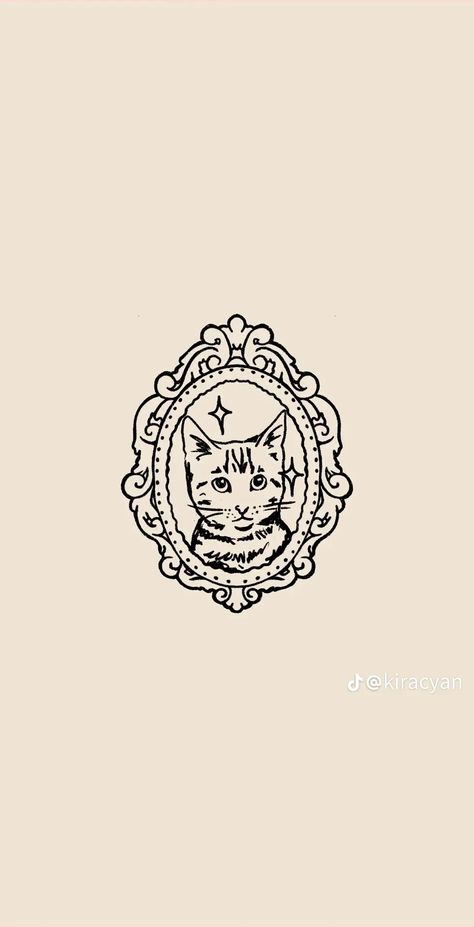 Vintage Tattoo Aesthetic, Cat Frame Tattoo, Cat In Frame Tattoo, Cat Tail Tattoo, Small Tattoo Fillers, Vintage Aesthetic Tattoos, Framed Tattoo, Tattoos For Lovers, Cat Tattoos