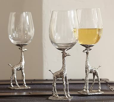 Giraffe Wine Glass, Set of 2 #potterybarn Wine Theme Kitchen, Giraffe Decor, Giraffe Art, Cute Giraffe, Wine Theme, Wine Glass Set, Kitchen Themes, Giraffe Print, Giraffes