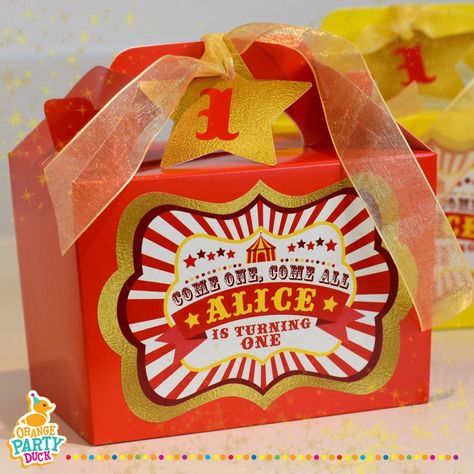 Glam Circus, Party Lunch Boxes, Gift Bags Birthday, Red Pastel, Party Boxes, Orange Party, Bottle Wrappers, Carnival Birthday Parties, Party Box