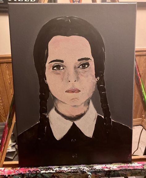 Wednesday Addams Inspired, Erin Miller, Picture Acrylic, Morticia Addams, Adams Family, The Addams Family, Rosie The Riveter, Pop Art Painting, Addams Family