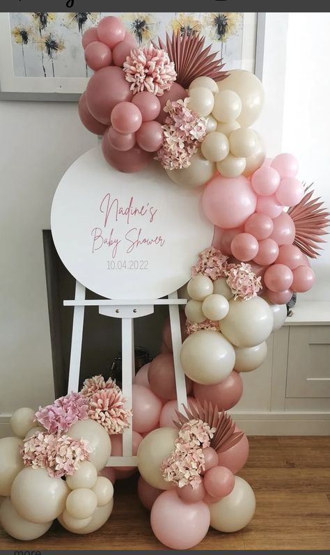 Baby Shower Balloons Pink, Soft Pink Balloon Garland, Fancy Balloon Arch, Baby Shower Pink Balloon Arch, Fringe Arch Backdrop, Baby Shower Girl Balloon Arch, Blush Pink Balloon Arch, Ballon Arch Baby Shower Girl, Pink And Cream Baby Shower Ideas