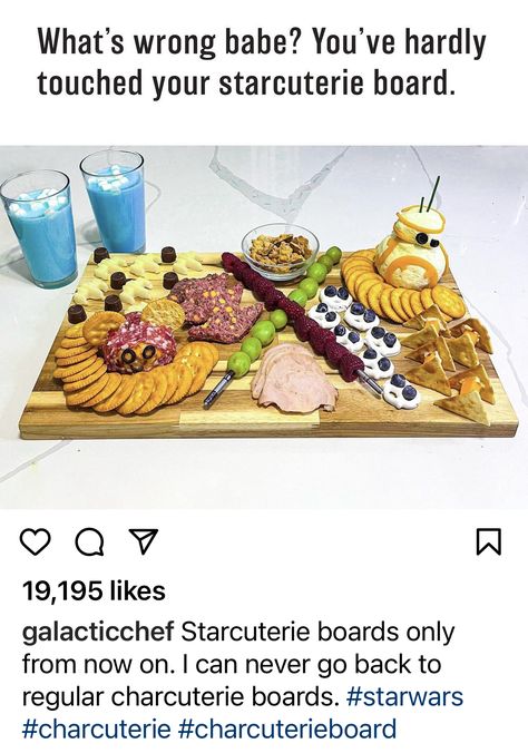 Starwars Theme Food, Starwars Food Party, Star Wars Charcuterie Board Ideas, Star Wars Themed Movie Night, Star Wars Inspired Food, Star Wars Date Night Ideas, Star Wars Dinner Party, Star Wars Appetizers, Star Wars Dinner Food