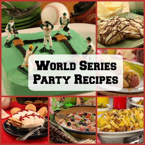 World Series Party Food, World Series Party, Baseball Food Party, Hot Dog Chili Recipe, Baseball Food, Potato Chip Cookies, Wings Recipe Buffalo, Baseball World Series, Hot Dog Chili