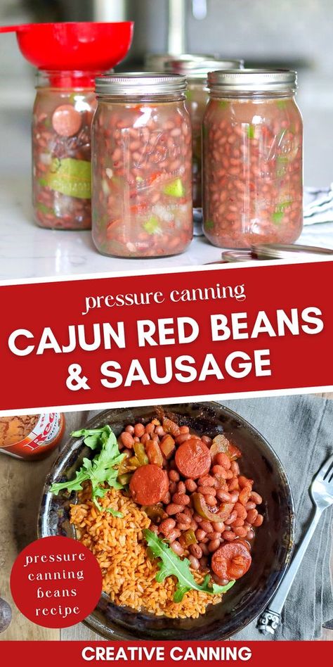 Canned Beans And Sausage, Canning Charro Beans, Canning Beans And Sausage, Pressure Canning Dry Beans, Canning Red Beans And Sausage, Canning Recipes Soup, How To Can Beans, Pressure Canned Meals In A Jar Recipes, Canning Beans Recipes